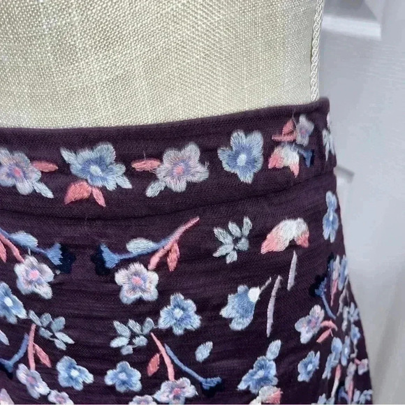 Loft Ann Taylor purple floral embroidered all over lined zip back mini s… - Picture 11 of 11